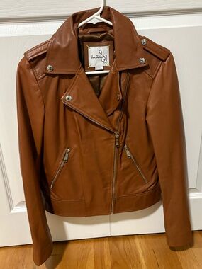 Sam Edelman Brown Leather Moto Jacket